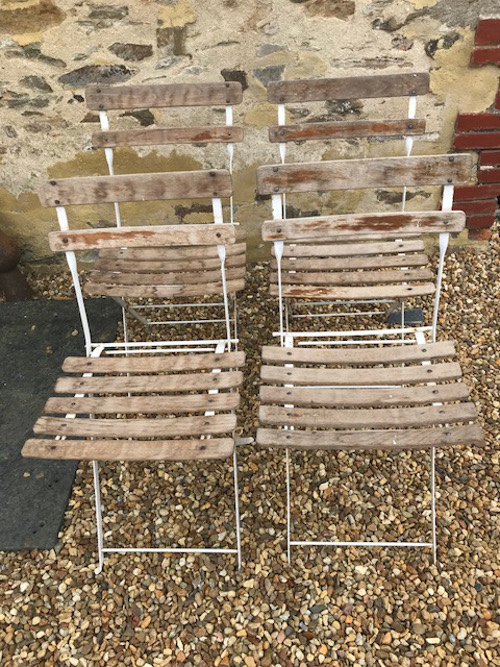 set of 3 old French bistro chairs